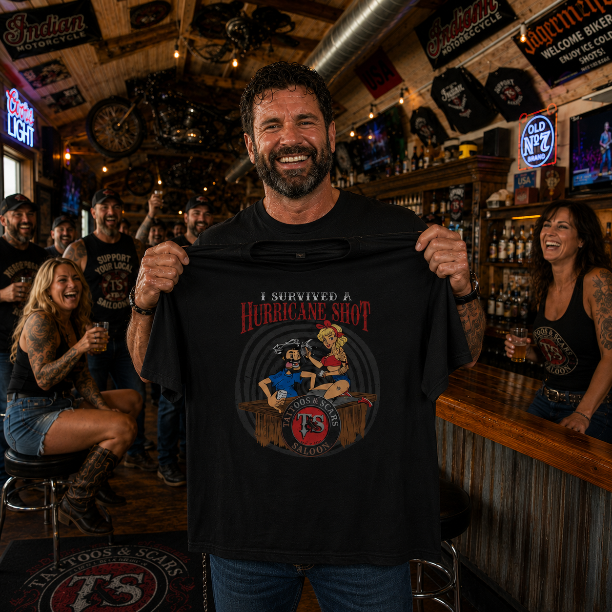 I Survived a Hurricane Shot - Brunette Bartender