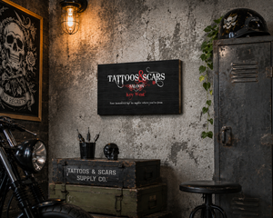 Tattoos & Scars Sign - Wood Print