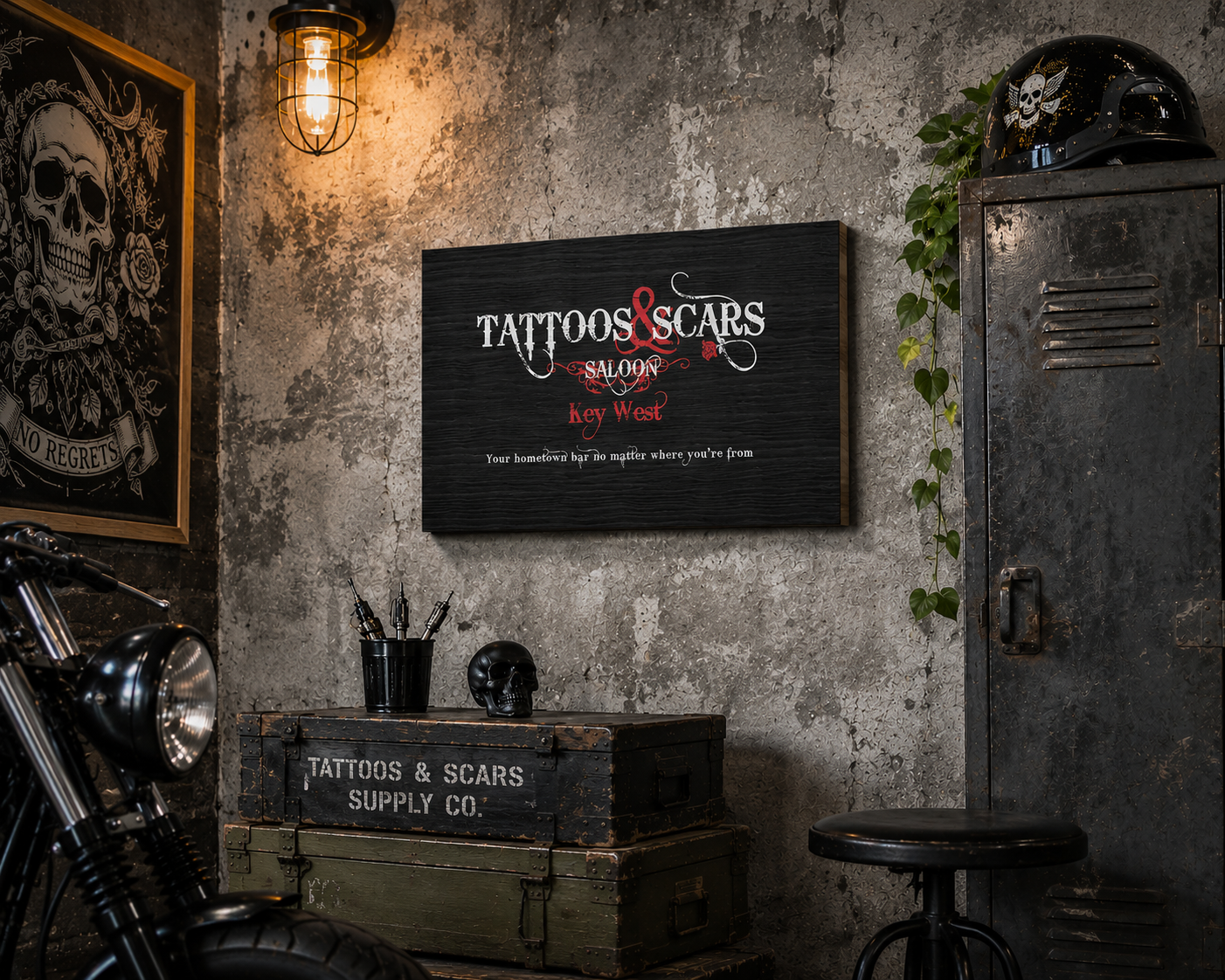 Tattoos & Scars Sign - Wood Print