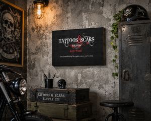 Tattoos & Scars Sign - Wood Print